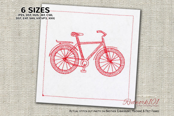 Doodle Bicycle: A Playful Redwork Gem for Handmade Gifts